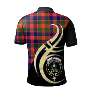 Scottish Gow of Skeoch Clan Crest Tartan Polo Shirt Believe in Me Back Side Tartan Plaid