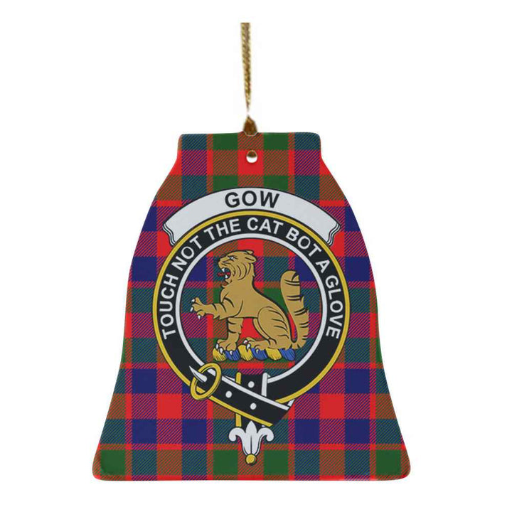 Scottish Gow (or McGouan) Clan Crest Tartan Ceramic Ornament Bell Shape Tartan Plaid