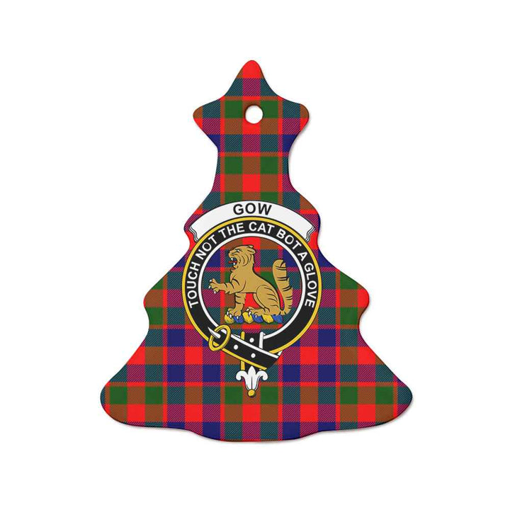 Scottish Gow (or McGouan) Clan Crest Tartan Ceramic Ornament Tree Shape Tartan Plaid