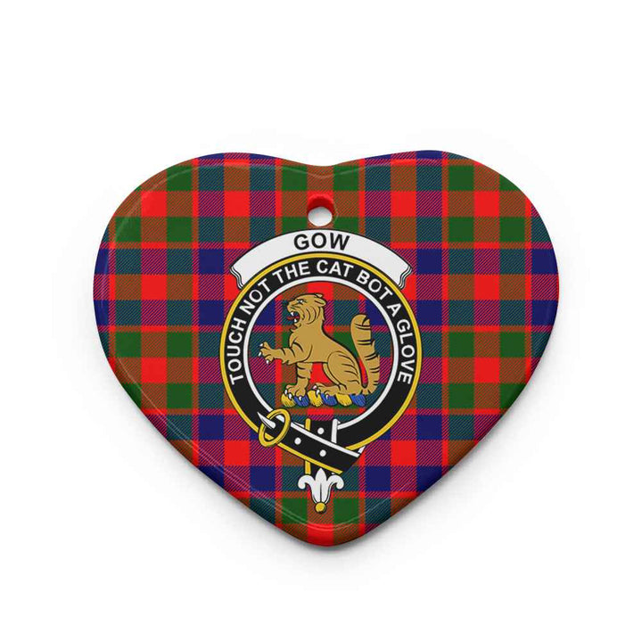 Scottish Gow (or McGouan) Clan Crest Tartan Ceramic Ornament Heart Shape Tartan Plaid