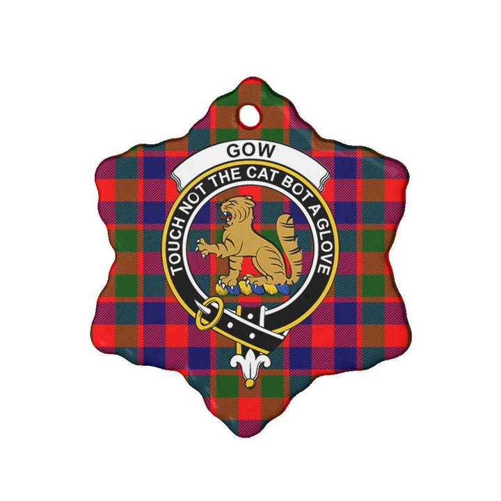 Scottish Gow (or McGouan) Clan Crest Tartan Ceramic Ornament Snow Flake Shape Tartan Plaid