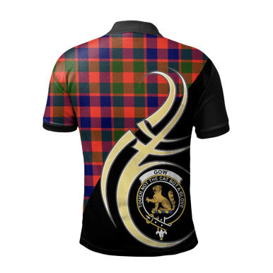 Scottish Gow or McGouan Clan Crest Tartan Polo Shirt Believe in Me Back Side Tartan Plaid