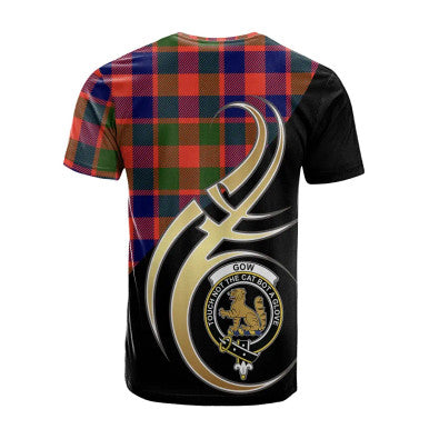 Scottish Gow or McGouan Clan Crest Tartan T-Shirt Believe in Me Back Side Tartan Plaid