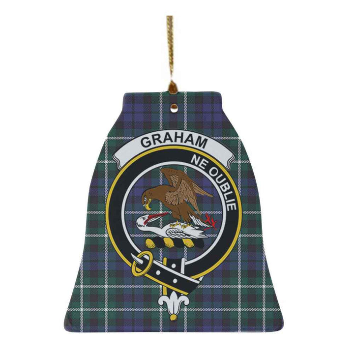 Scottish Graham Clan Crest Tartan Ceramic Ornament Bell Shape Tartan Plaid