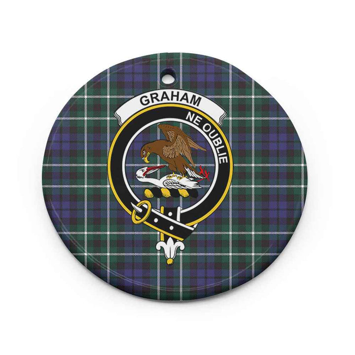 Scottish Graham Clan Crest Tartan Ceramic Ornament Circle Shape Tartan Plaid