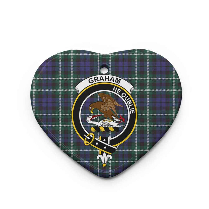 Scottish Graham Clan Crest Tartan Ceramic Ornament Heart Shape Tartan Plaid