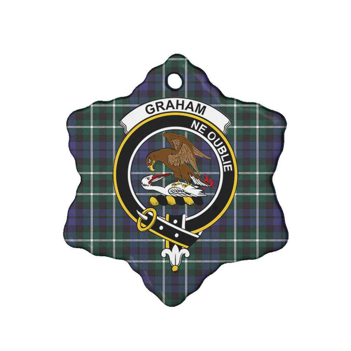 Scottish Graham Clan Crest Tartan Ceramic Ornament Snow Flake Shape Tartan Plaid
