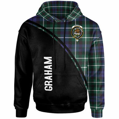 Scottish Graham Clan Crest Tartan Curve Hoodie Front Side Tartan Plaid