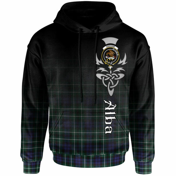 Scottish Graham Clan Crest Tartan Hoodie - Alba Gu Brath Family Crest Celtic Inspired Front Side Tartan Plaid