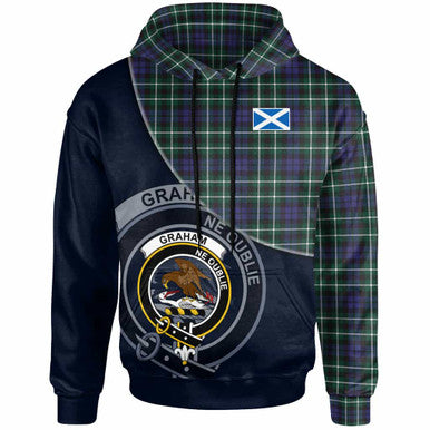 Scottish Graham Clan Crest Tartan Hoodie - Bend Style Front Side Tartan Plaid