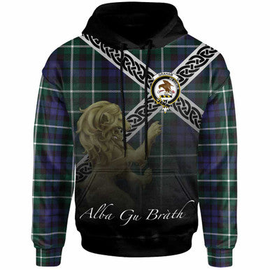 Scottish Graham Clan Crest Tartan Hoodie - Scotland Lion Front Side Tartan Plaid
