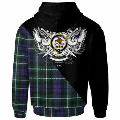 Scottish Graham Clan Crest Tartan Hoodie - Military Logo Back Side Tartan Plaid