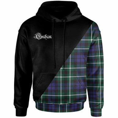 Scottish Graham Clan Crest Tartan Hoodie - Military Logo Front Side Tartan Plaid