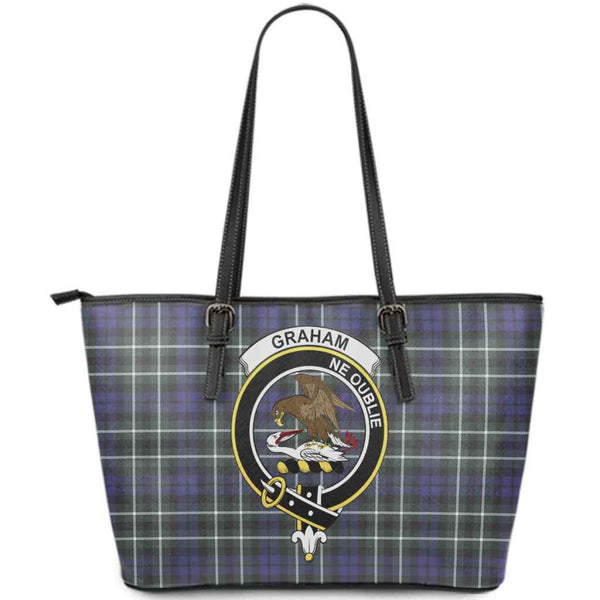 Scottish Graham Clan Crest Tartan Leather Tote Tartan Plaid