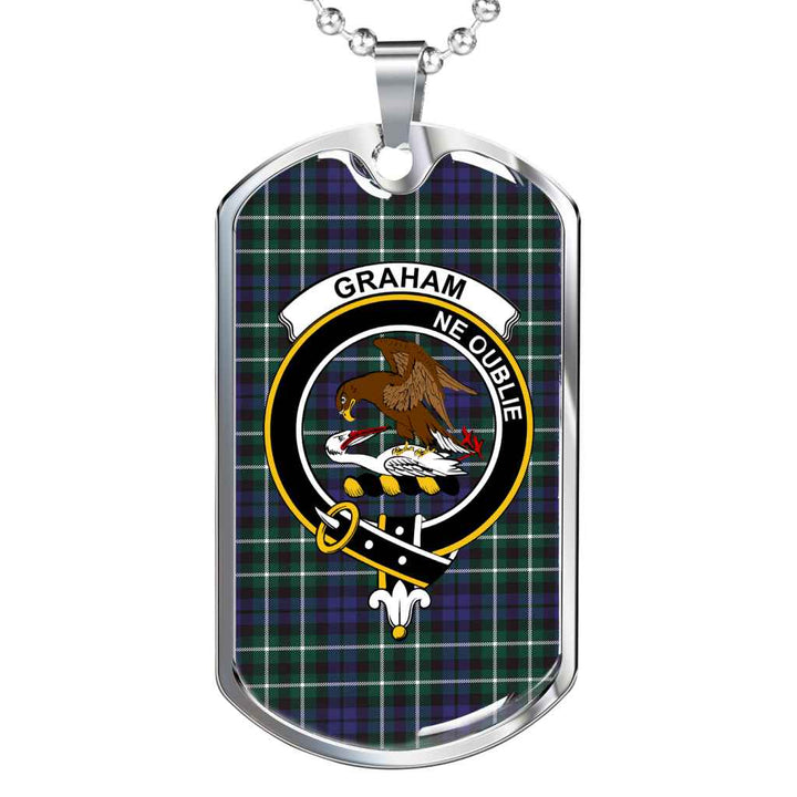 Scottish Graham Clan Crest Tartan Military Dog Tag Necklace Tartan Plaid 1