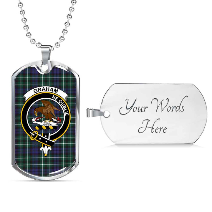 Scottish Graham Clan Crest Tartan Military Dog Tag Necklace Tartan Plaid 3