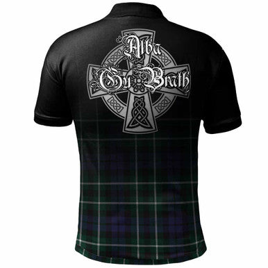 Scottish Graham Clan Crest Tartan Polo Shirt - Alba Gu Brath Family Crest Celtic Inspired Back Side Tartan Plaid