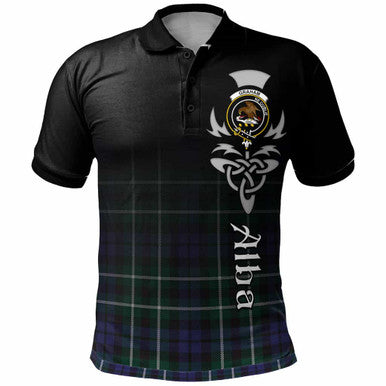 Scottish Graham Clan Crest Tartan Polo Shirt - Alba Gu Brath Family Crest Celtic Inspired Front Side Tartan Plaid