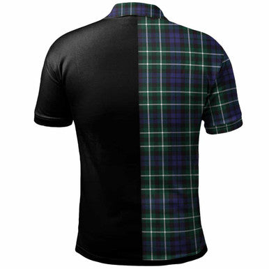 Scottish Graham Clan Crest Tartan Polo Shirt - Half in Me Back Side Tartan Plaid