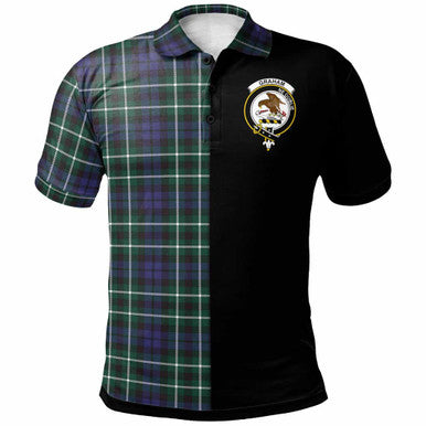 Scottish Graham Clan Crest Tartan Polo Shirt - Half in Me Front Side Tartan Plaid