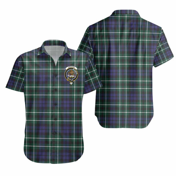 Scottish Graham Clan Crest Tartan Short Sleeve Shirt Tartan Plaid