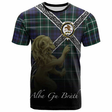 Scottish Graham Clan Crest Tartan T-Shirt - Celtic With Scotland Lion Front Side Tartan Plaid