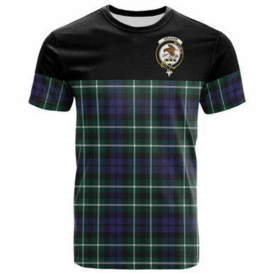 Scottish Graham Clan Crest Tartan T-Shirt - Horizontal Style Front Side Tartan Plaid