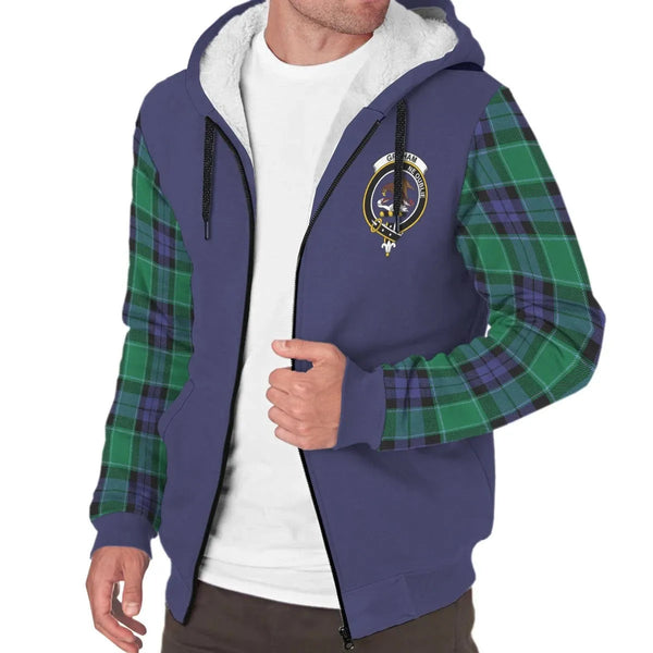 Scottish Graham of Menteith Modern Clan Crest Tartan Plaid Sleeve Sherpa Hoodie