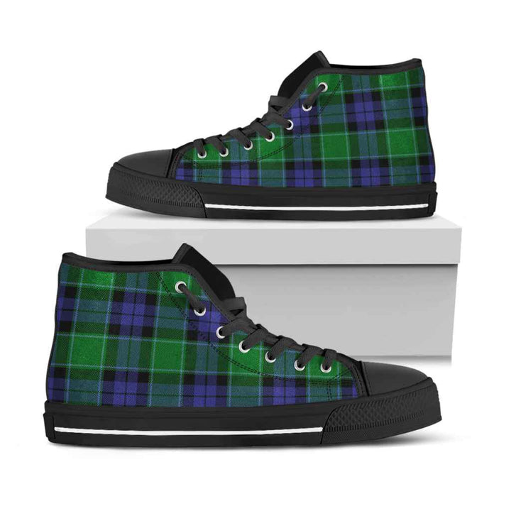 Scottish Graham of Menteith Modern Clan Tartan High Top Shoes Black Sole Tartan Plaid