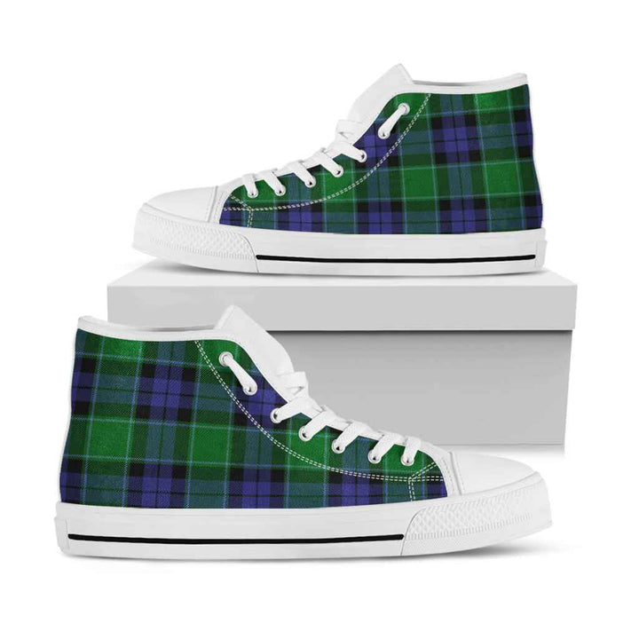 Scottish Graham of Menteith Modern Clan Tartan High Top Shoes White Sole Tartan Plaid