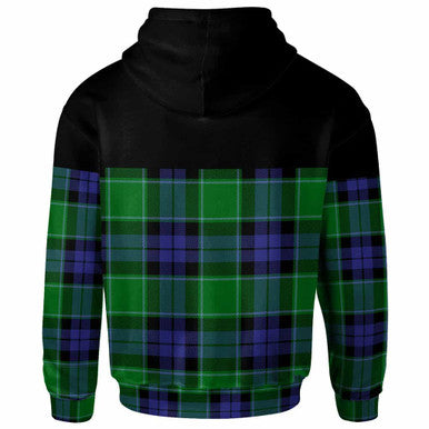 Scottish Graham of Menteith Modern Clan Tartan Hoodie - Horizontal Style Back Side Tartan Plaid