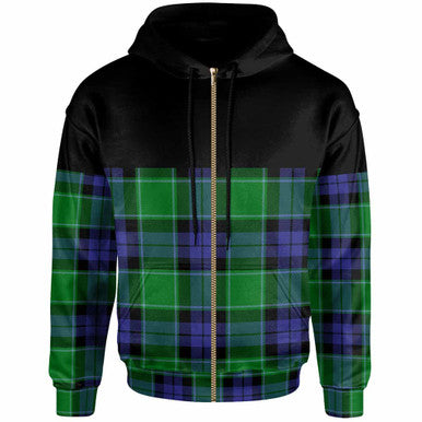 Scottish Graham of Menteith Modern Clan Tartan Hoodie - Horizontal Style Zip Tartan Plaid