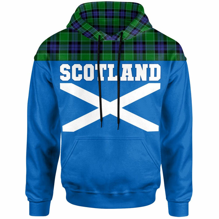 Scottish Graham of Menteith Modern Clan Tartan Hoodie - Lion Rampant of Scotland With Flag Front Side Tartan Plaid