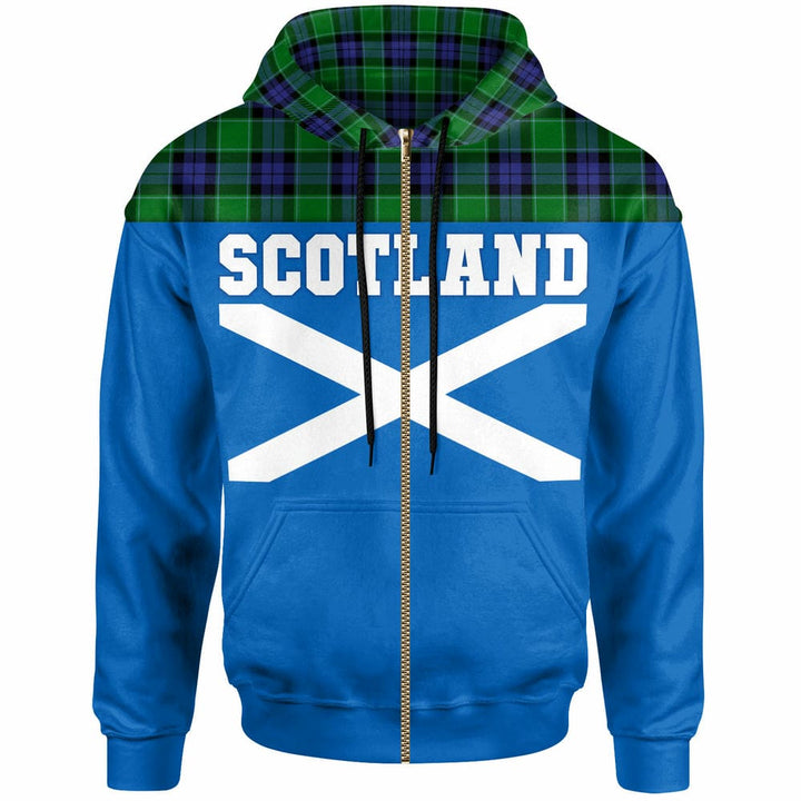 Scottish Graham of Menteith Modern Clan Tartan Hoodie - Lion Rampant of Scotland With Flag Zip-up Tartan Plaid