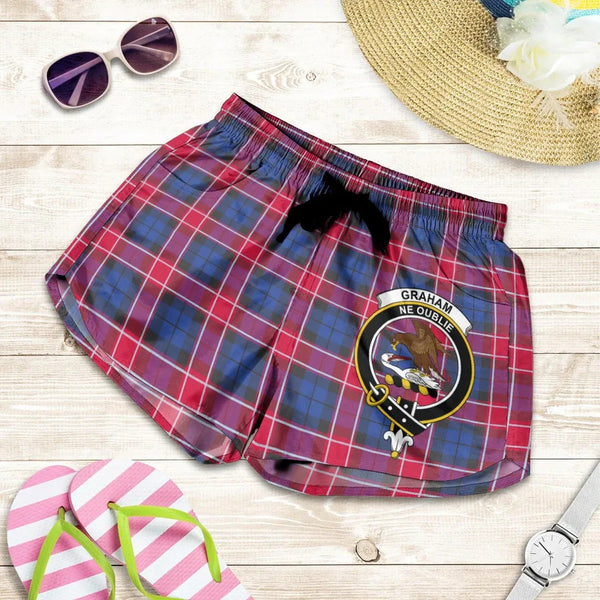 Scottish Graham of Menteith Red Clan Crest Tartan Women Shorts