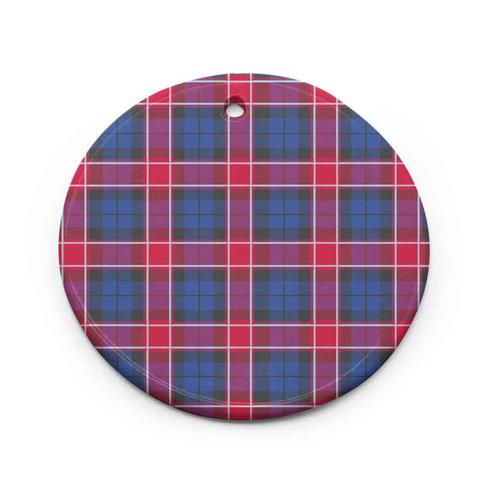 Scottish Graham of Menteith Red Clan Tartan Ceramic Ornament Circle Shape Tartan Plaid