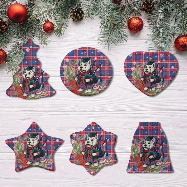 Scottish Graham of Menteith Red Clan Tartan Ceramic Ornament Cute Scottish Terrier Dog All Style Tartan Plaid