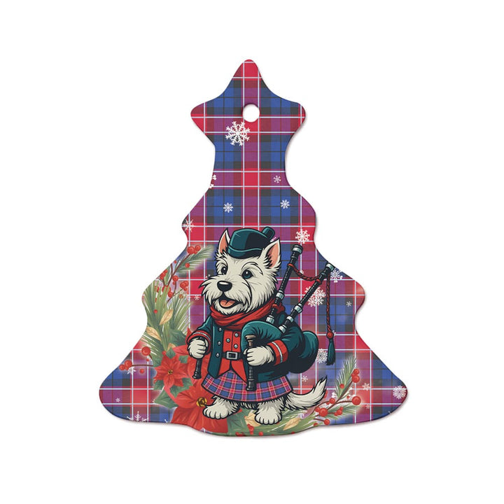 Scottish Graham of Menteith Red Clan Tartan Ceramic Ornament Cute Scottish Terrier Dog Tree Style Tartan Plaid