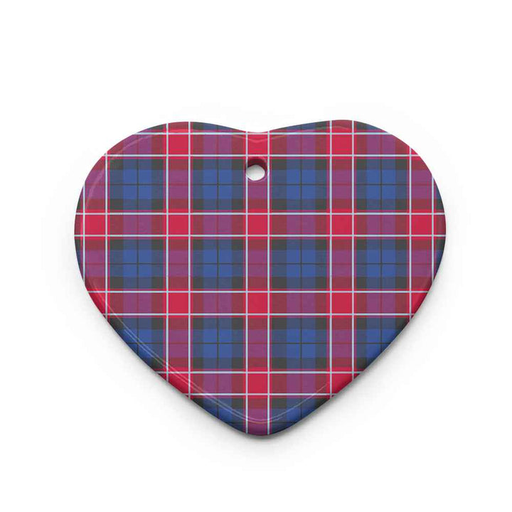 Scottish Graham of Menteith Red Clan Tartan Ceramic Ornament Heart Shape Tartan Plaid