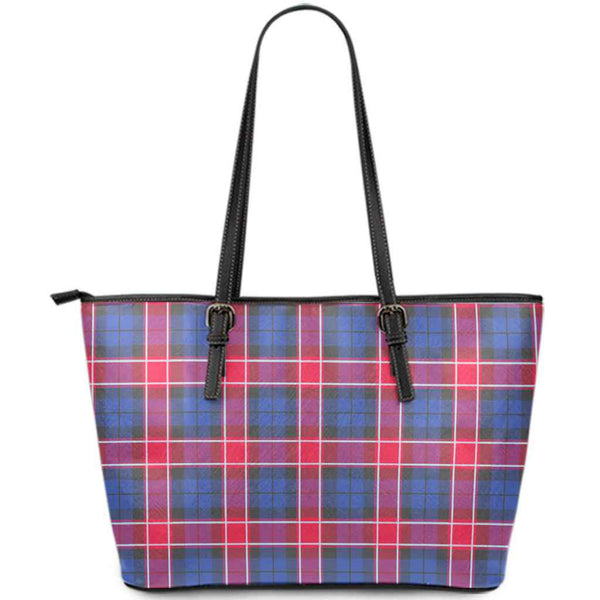 Scottish Graham of Menteith Red Clan Tartan Leather Tote Tartan Plaid