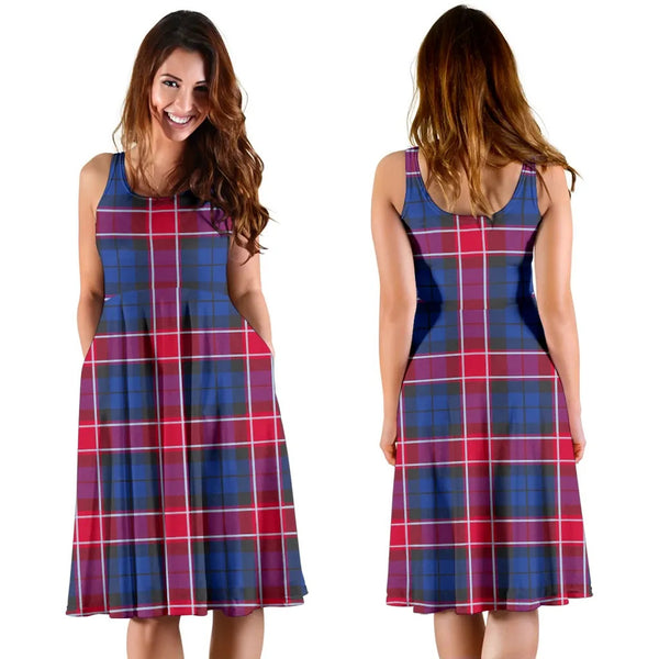 Scottish Graham of Menteith Red Clan Tartan Women Midi Dress