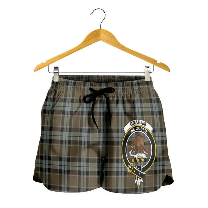 Scottish Graham of Menteith Weathered Clan Crest Tartan Women Shorts