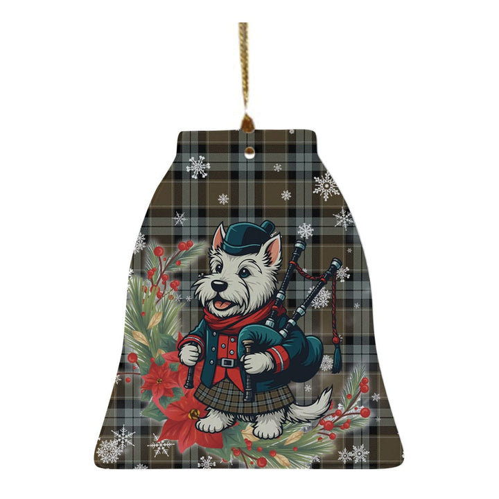 Scottish Graham of Menteith Weathered Clan Tartan Ceramic Ornament Cute Scottish Terrier Dog Bell Style Tartan Plaid