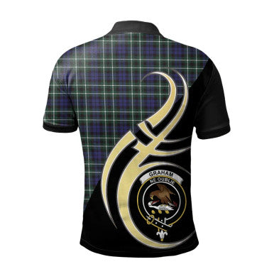 Scottish Graham of Montrose Modern Clan Crest Tartan Polo Shirt Believe in Me Back Side Tartan Plaid
