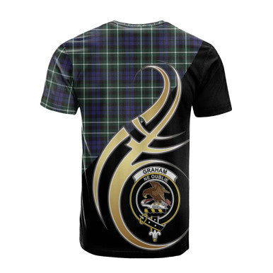 Scottish Graham of Montrose Modern Clan Crest Tartan T-Shirt Believe in Me Back Side Tartan Plaid
