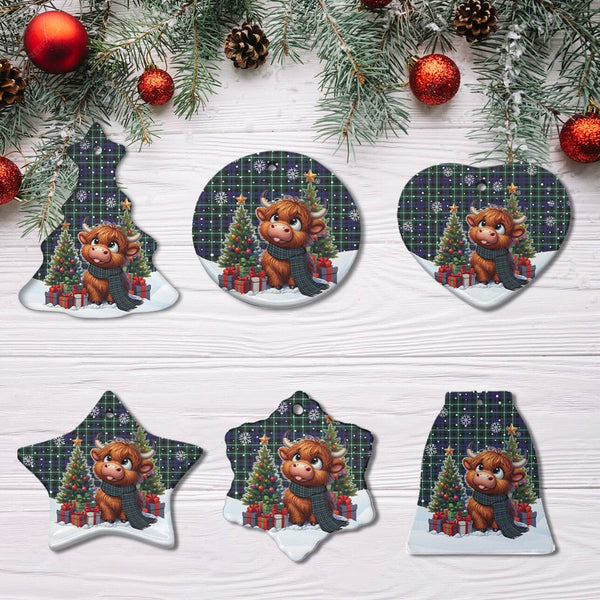 Scottish Graham of Montrose Modern Clan Tartan Ceramic Ornament Cute Highland Cow Christmas All Style Tartan Plaid
