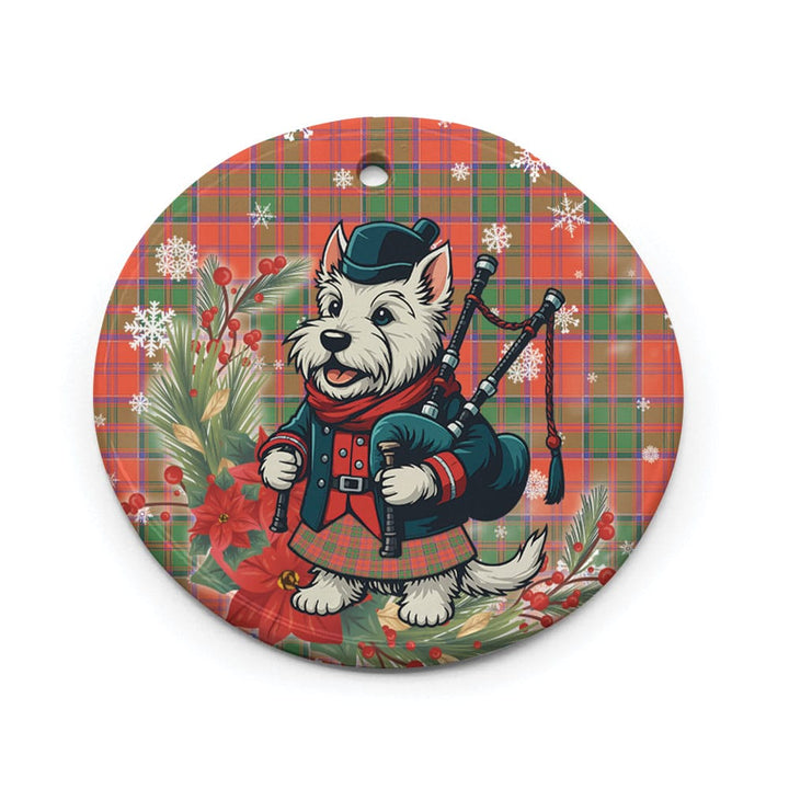Scottish Grant Ancient Clan Tartan Ceramic Ornament Cute Scottish Terrier Dog Circle Style Tartan Plaid
