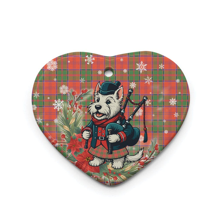 Scottish Grant Ancient Clan Tartan Ceramic Ornament Cute Scottish Terrier Dog Heart Style Tartan Plaid