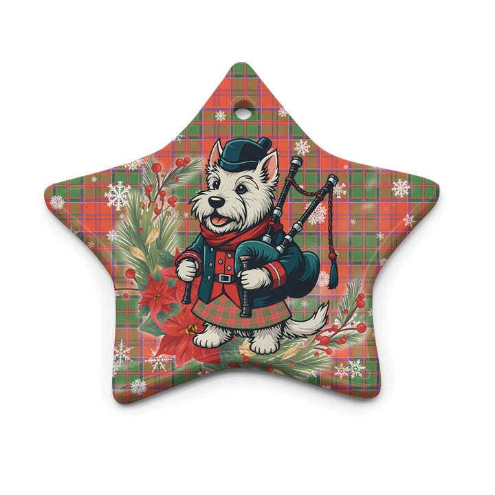 Scottish Grant Ancient Clan Tartan Ceramic Ornament Cute Scottish Terrier Dog Star Style Tartan Plaid