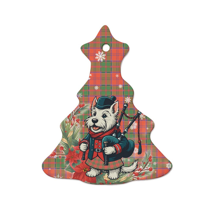 Scottish Grant Ancient Clan Tartan Ceramic Ornament Cute Scottish Terrier Dog Tree Style Tartan Plaid